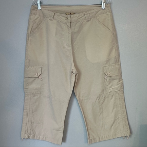 Woolrich Pants Size 12 Light Beige Cargo Pocket Cropped Lightweight Casual - Picture 1 of 9